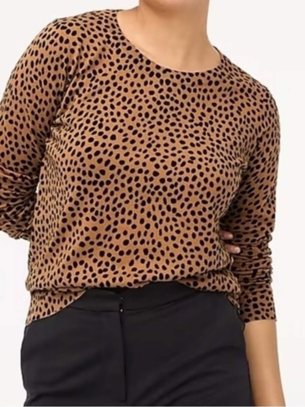 J.Crew Teddie Sweater Size Large Cheetah Leopard Animal Print Crewneck